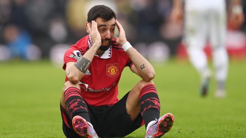 Bruno Fernandes en la derrota del Manchester United