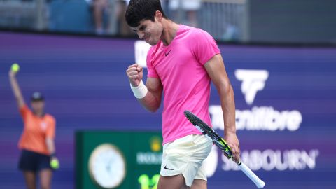 Carlos Alcaraz luego de su victoria este martes en el Miami Open.