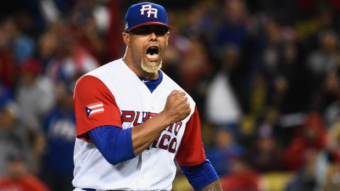 Edwin Díaz durante el Clásico Mundial de Béisbol en 2017.