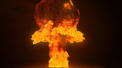 Simulación con realidad virtual el impacto de una bomba nuclear.