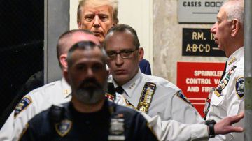 El expresidente Donald Trump a su llegada el martes 4 de  abril a la Corte en Manhattan.