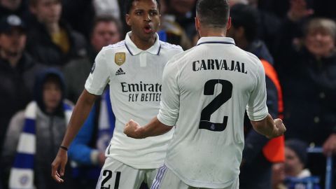 Rodrygo celebrando el primer gol del partido ante el Chelsea.