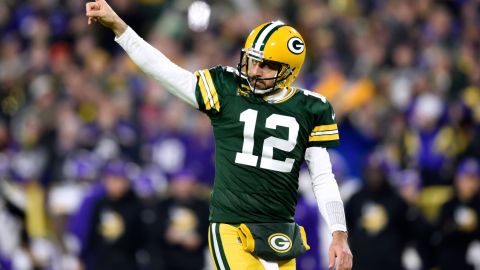 Aaron Rodgers durante su último juego con Green Bay Packers.