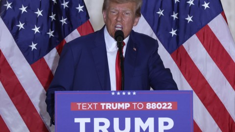 Former President Donald Trump Holds A Press Conference At Mar-a-Lago After Being Arraigned In New York