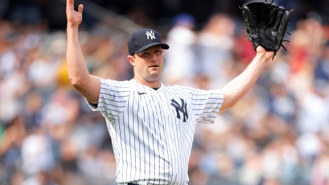 Gerrit Cole celebra la victoria de New York Yankees ante Minnesota Twins.