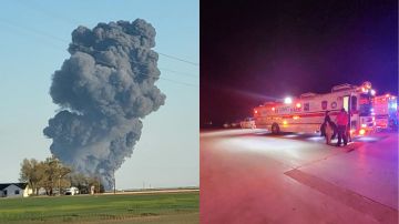 En la imagen aparece la columna de humo originada tras la explosión.