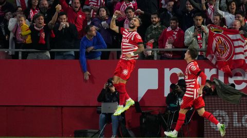 Valentín 'Taty' Castellanos, celebra uno de sus goles ante el Real Madrid.