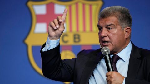 Laporta durante la rueda de prensa del lunes 17 de abril por el Caso Negreira.