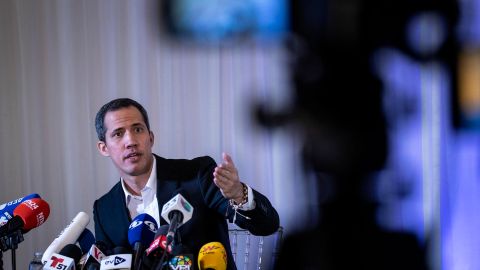 Leader of Venezuela'Äôs opposition Juan Guaido speaks at press conference in Miami