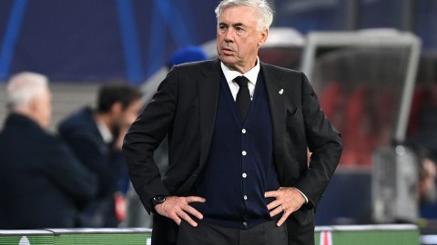 Carlo Ancelotti durante un encuentro ante Leipzig en Champions League.