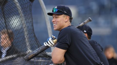 Aaron Judge durante un entrenamiento.