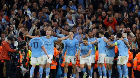 Manchester City celebrando el tercer gol ante el Real Madrid.