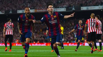 Lionel Messi corre a celebrar luego de marcar el golazo ante Athletic de Bilbao en la Copa del Rey del 2015.