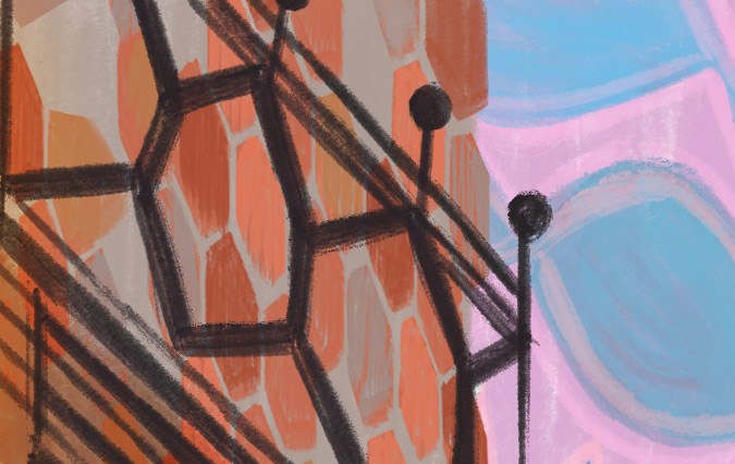 Wade y Ember caminando en Element City en un boceto para la película. / Foto: Pixar