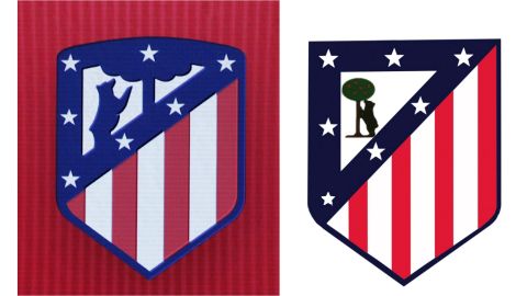 El de la izquierda es el escudo actual del Atlético de Madrid. A la derecha, el escudo anterior que volverá a partir de 2024