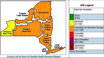 Proyección de calidad del aire en NY 6 de junio 2023.