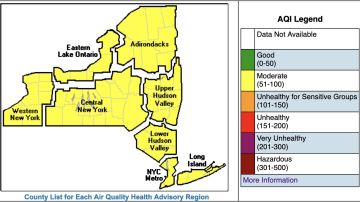 Proyección "moderada" de calidad del aire este fin de semana en NYC.