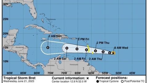Tormenta Bret en el Atlántico
