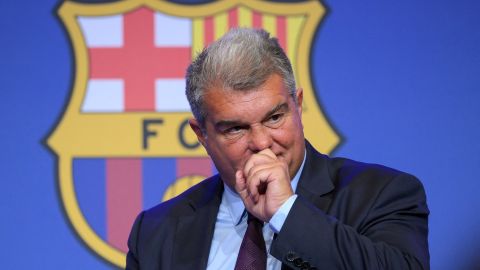 Joan Laporta habla durante una rueda de prensa del FC Barcelona.