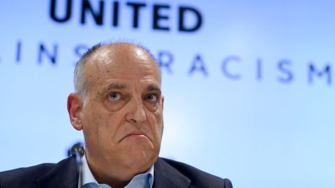 Javier Tebas, presidente de LaLiga, durante una conferencia de prensa.