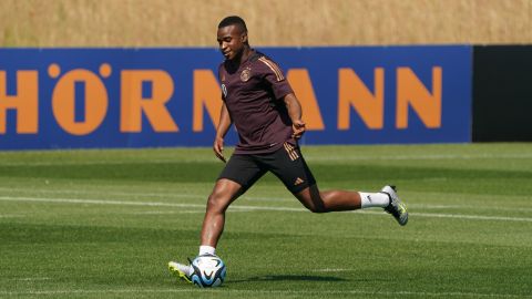 Youssoufa Moukoko en un entrenamiento con la selección en el DFB-Campus el pasado 10 de junio.