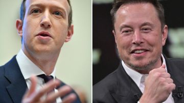 Los empresarios Elon Musk y Mark Zuckerberg.