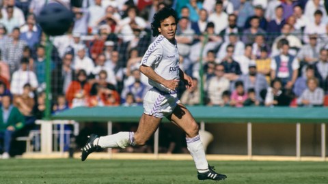 Hugo Sánchez durante su etapa con el Real Madrid en 1989.