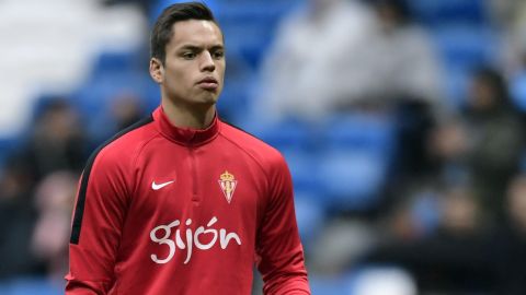 Óscar Whalley durante un encuentro del Sporting Gijón ante Real Madrid en 2016.