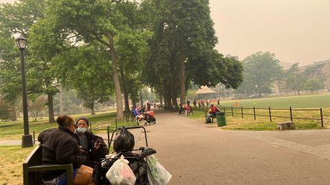 Vecinos de Queens salieron al parque pero muchos llevaban tapabocas, como recomendaron las autoridades.