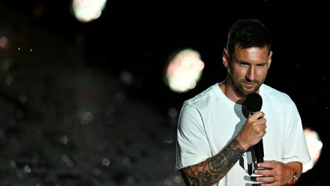 Lionel Messi en su presentación con el Inter Miami.