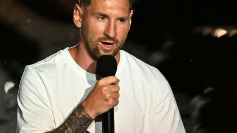 Lionel Messi durante su presentación con el inter Miami.