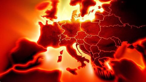 Ilustración Europa con una ola de calor.