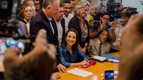 La posible candidata a las elecciones presidenciales en Venezuela, María Corina Machado.