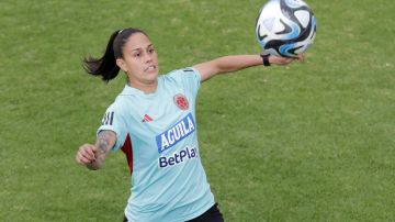 La jugadora colombiana Marcela Restrepo en un entrenamiento de la selección en Bogotá.