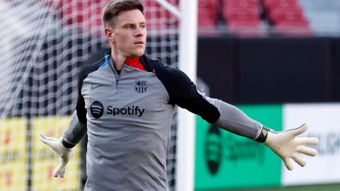 Marc André Ter Stegen, portero del FC Barcelona, durante un entrenamiento en Los Ángeles, Estados Unidos.