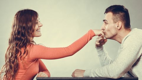 Polite,Man,,Husband,Kissing,Woman,Hand,Palm.,Good,,Happy,Relationship.