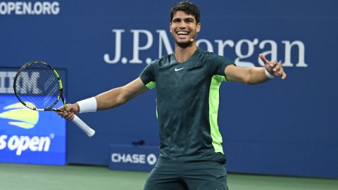 Carlos Alcaraz durante su última práctica en Flushing Meadows.