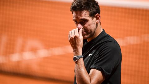 Juan Martin Del Potro estalla en lágrimas durante su despedida en el Argentina Open 2022.