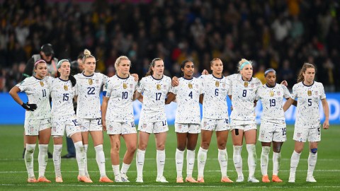 Selección de Estados Unidos durante los 8vos de final del Mundial Australia y Nueva Zelanda 2023.