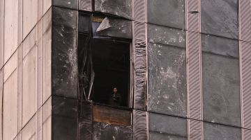 Daños de un edificio en Moscú por el ataque con dron.