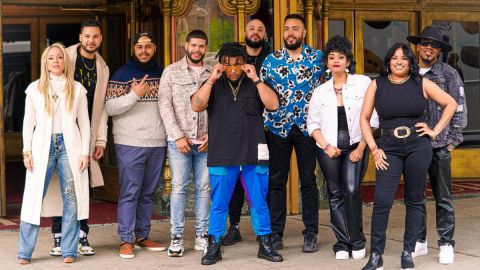 De izquierda a derecha, Liza, Willie, Franky Payne [Afro Dominicano], Wilven Bello, Adrian Brito [Afro Dominicano], Emmanuel Valerio, Joel Valerio, Paola Fabre, Judy Santos y JFab, los artistas que forman parte de "Bachatería".