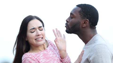 Disgusted,Woman,Rejecting,A,Man,Who,Is,Trying,To,Kiss