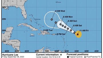 Trayectoria de huracán Lee por el Atlántico