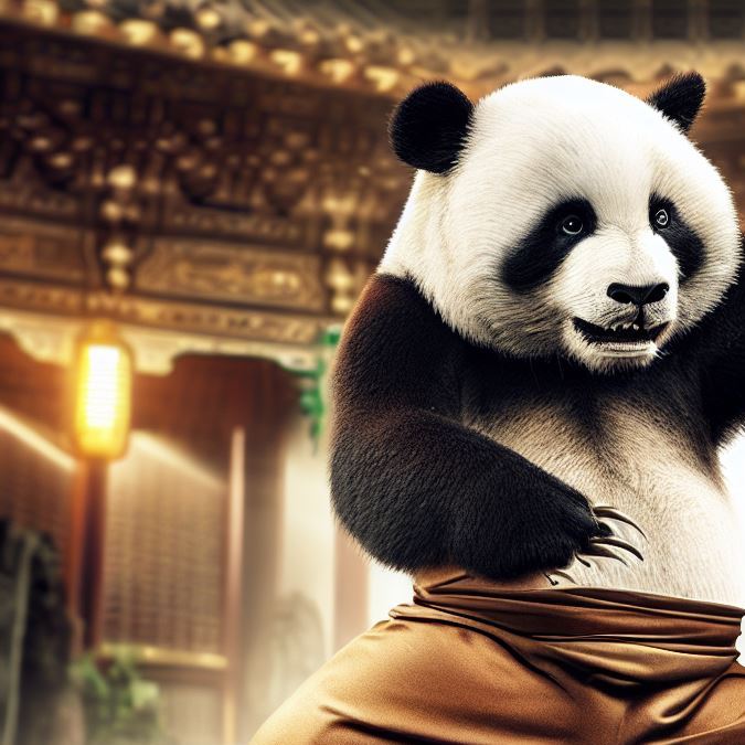 Así luciría "Po", el oso de "Kung-Fu Panda". (Creado con Bing IA)