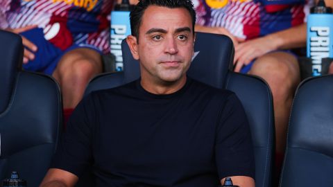 Xavi Hernández durante un encuentro amistoso ante Tottenham.