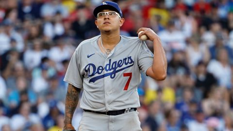 Julio Urías luego de una apertura ante Boston Red Sox.