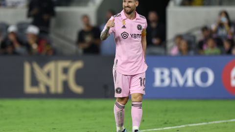 Messi celebra luego de la victoria del Inter Miami ante Los Angeles FC.