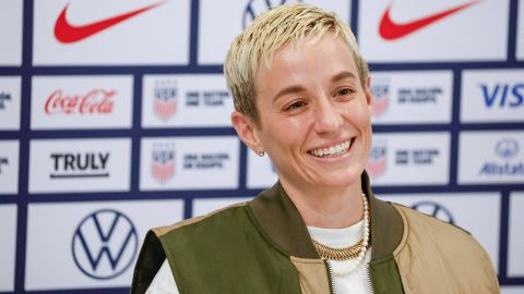 Megan Rapinoe durante la rueda de prensa previa al amistoso de Estados Unidos frente a Sudáfrica.