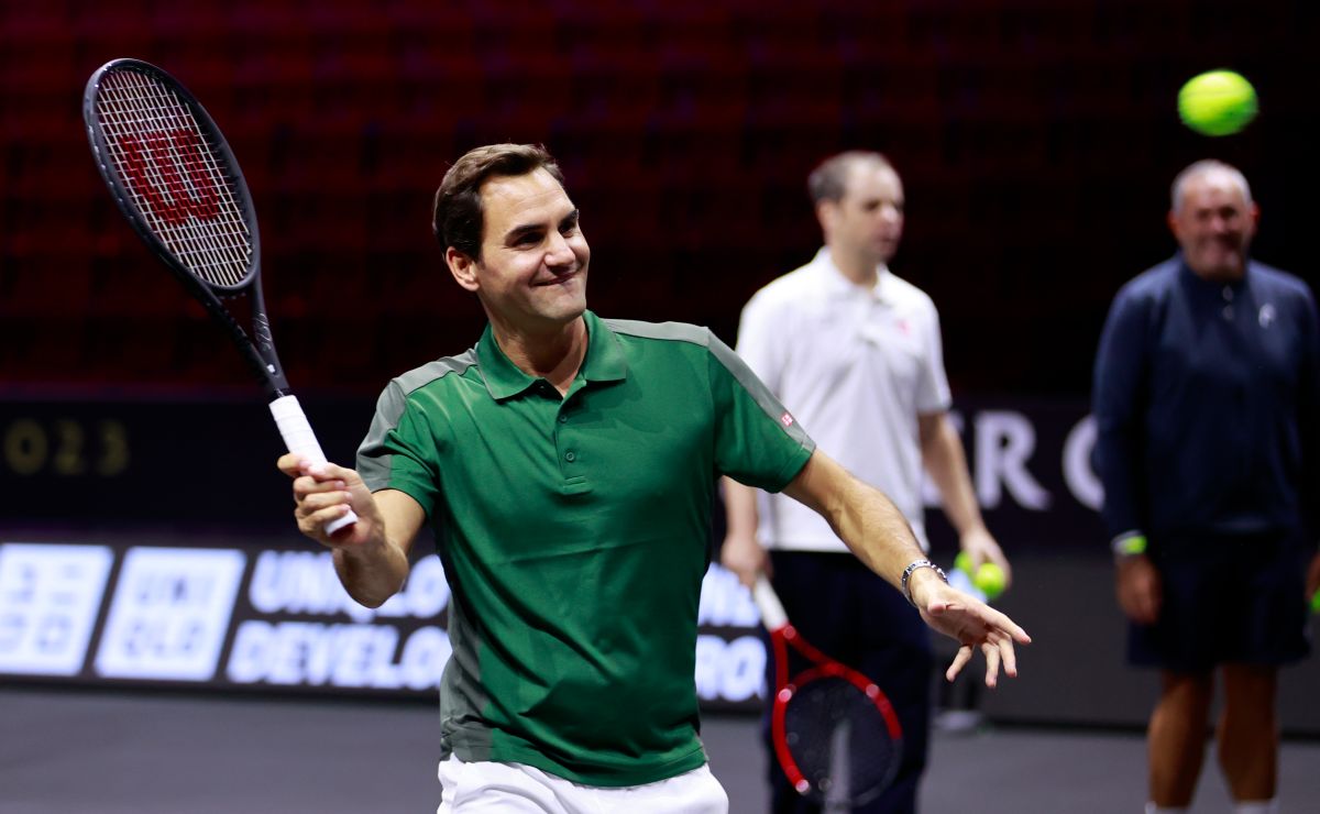 Roger Federer Makes Rare Public Appearance Playing Tennis at Laver Cup 2023