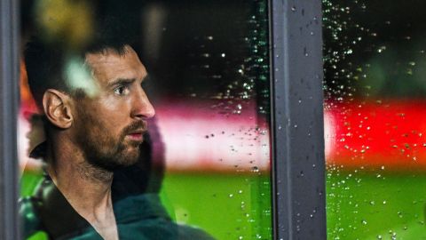 Lionel Messi en el palco del estadio del Inter Miami.